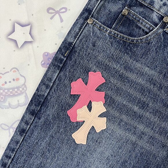 Jeans With Chrome Hearts Cross Patchwork Trim - Picture 6 of 12